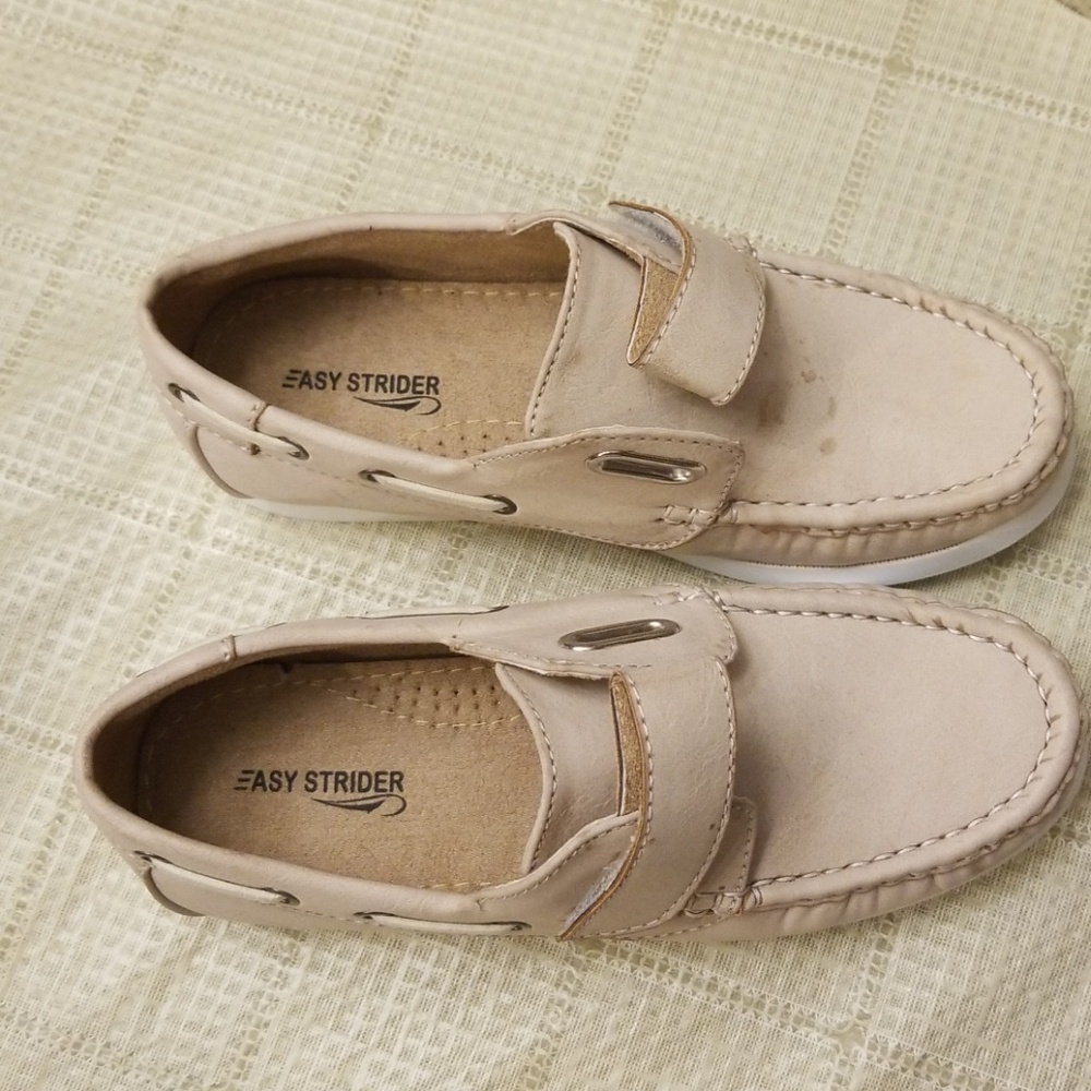 Boys Beige Boat Shoes - velcro closure